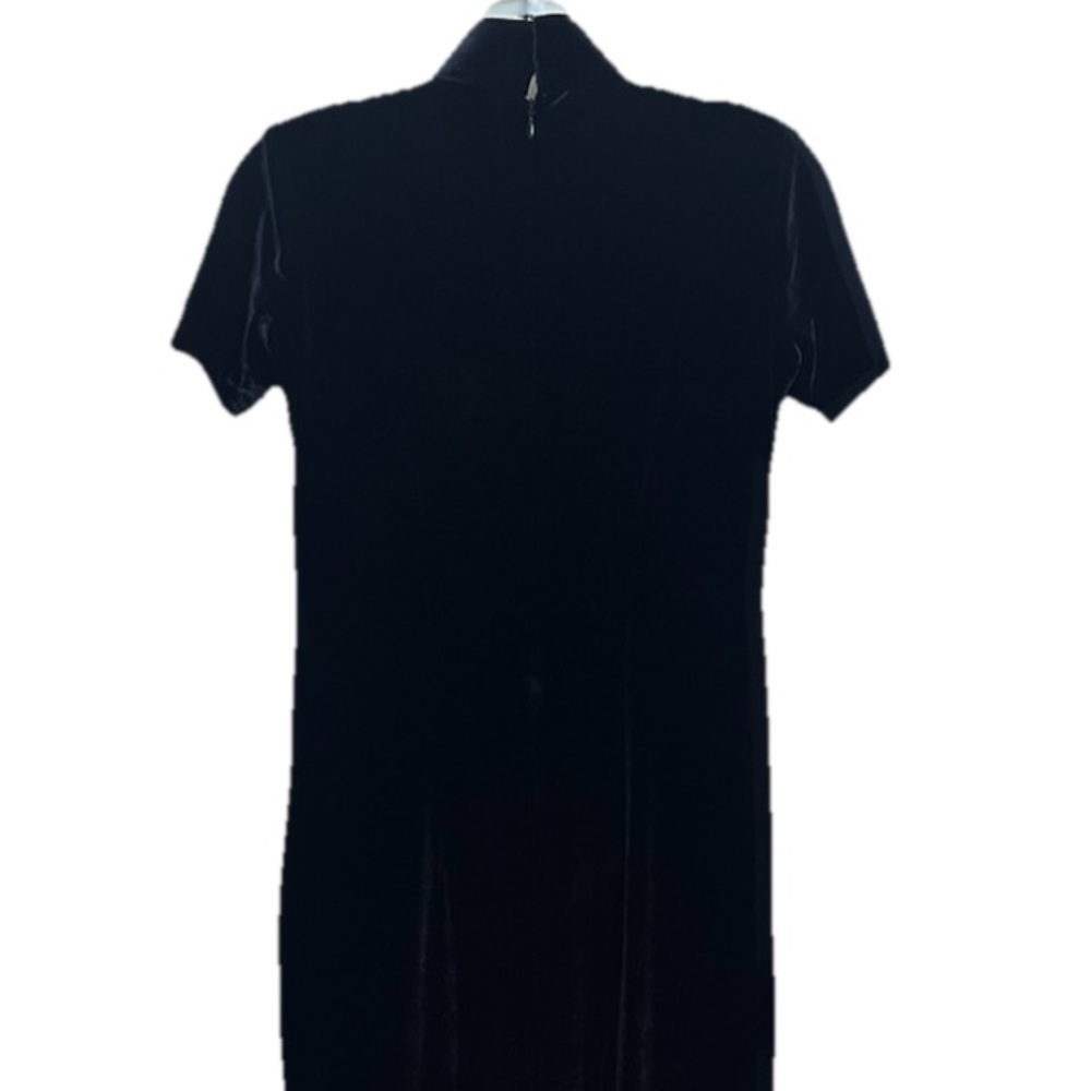Vtg Black Velvet Cheongsam Whimsigoth Maxi Qipao Devoré Mandarin Collar Dress M - Picture 6 of 11
